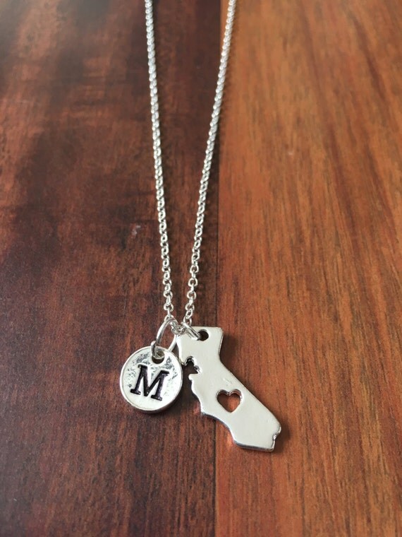 California initial necklace California jewelry state