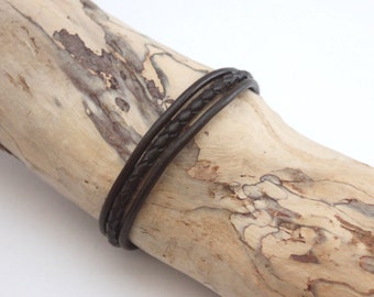 Men's Bracelet brown leather braided leather and stainless steel clasp - Men leather bracelet - Brown leather bracelet