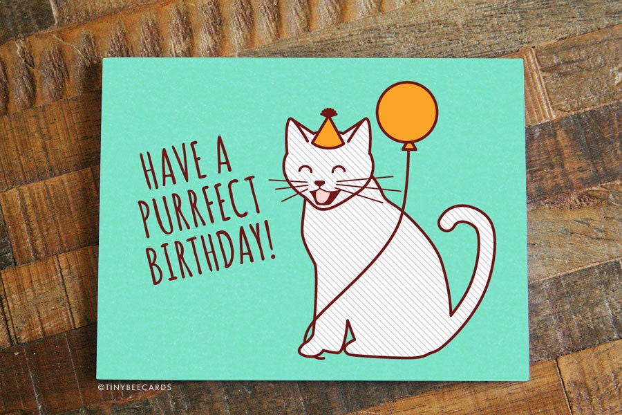 Cute Birthday Card Purrfect Birthday Cat