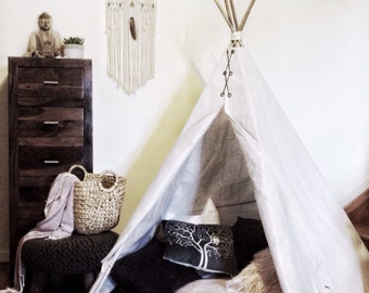 Childrens Canvas Teepee kids play tent cubby house; 1.5m high x 1.35m wide, cotton canvas, handmade wigwam, tipee, TENT ONLY