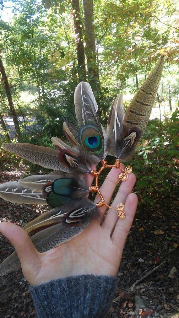 Feather Ear cuff brown earcuff Natural earring