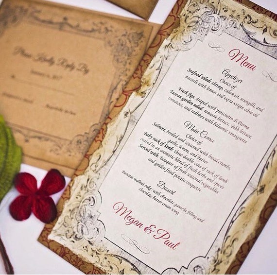 Wedding Menu-Rustic wedding program Wedding by ScrappySeahorse