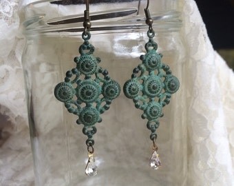 Long Verdigris Earrings