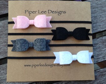 Pink Baby headband set, baby headband, felt bow headband, bows, baby shower, baby gift, baby girl headband, bow headband, bow headband set 4