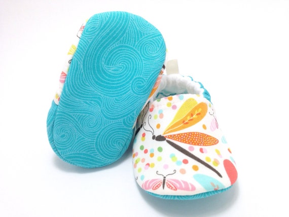 Aqua Dragonfly Baby Shoes Soft Sole Baby Shoes Baby Booties