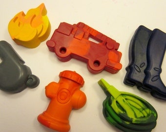 Set of 6 Fire Fighting Themed Crayons