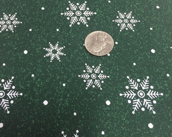 Woodland Christmas Green Snowflake from Blank By the yard