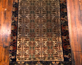 Vintage Persian Rug Bidjar Oriental Rug / Floral & Geometric