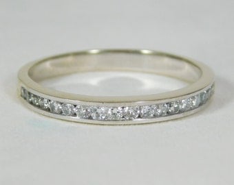 14K White Gold and Diamond Wedding Band
