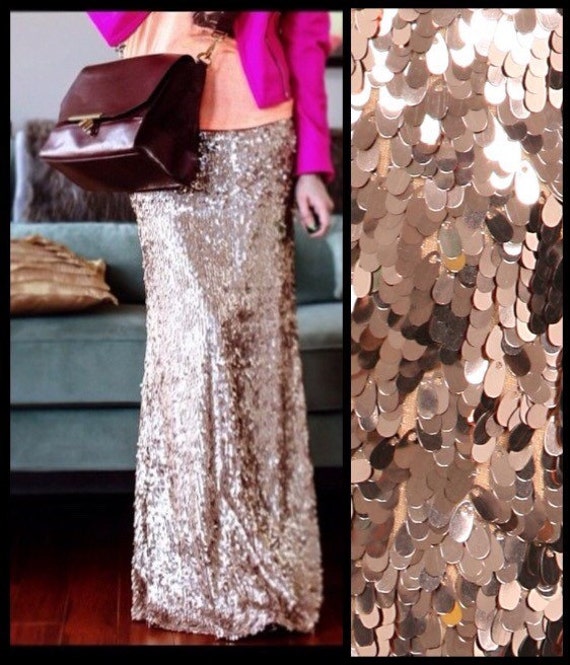 rose gold maxi skirt