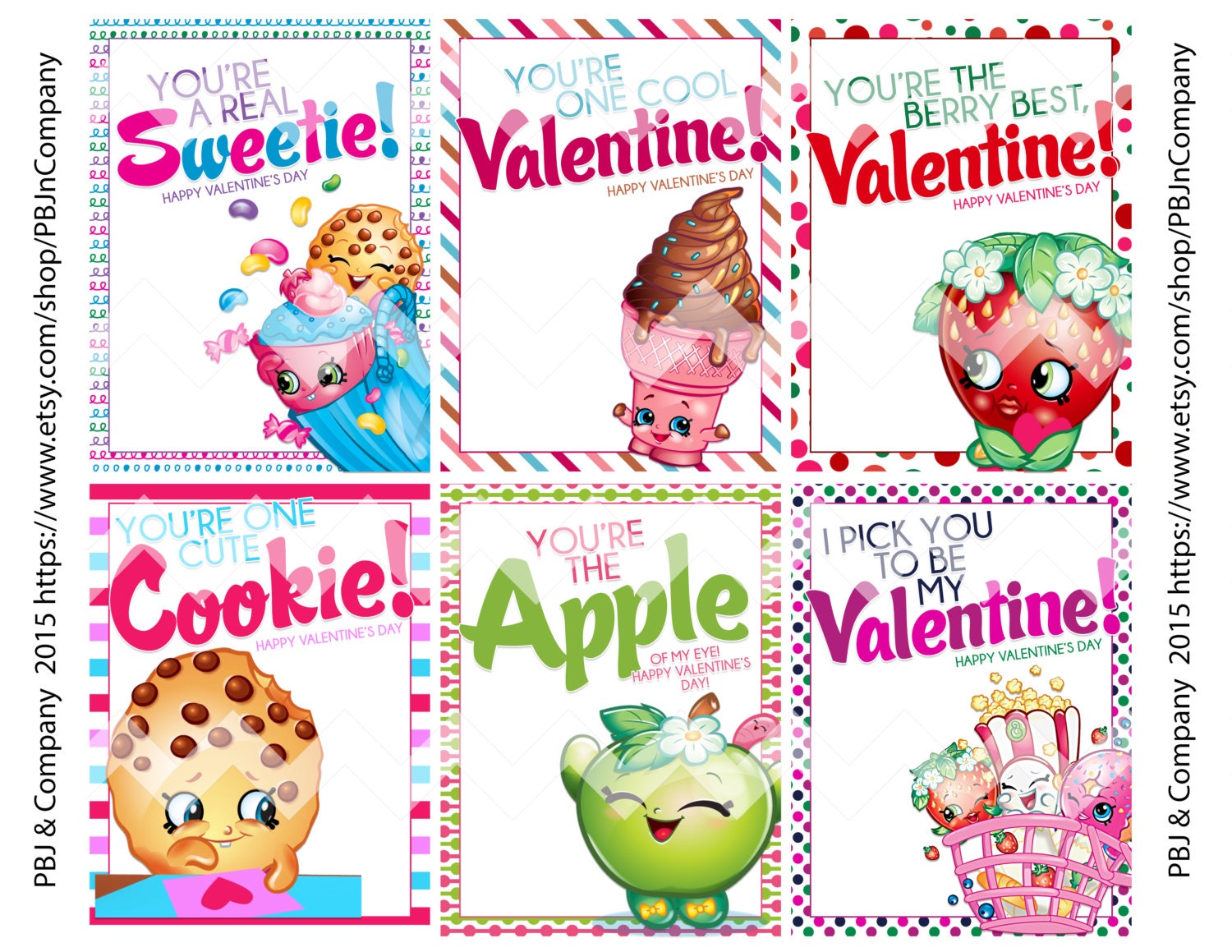 Shopkins Printable Valentine s Day Cards Digital File