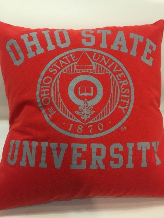 Columbus Ohio university TShirt Pillow 16x16 Upcycled One of