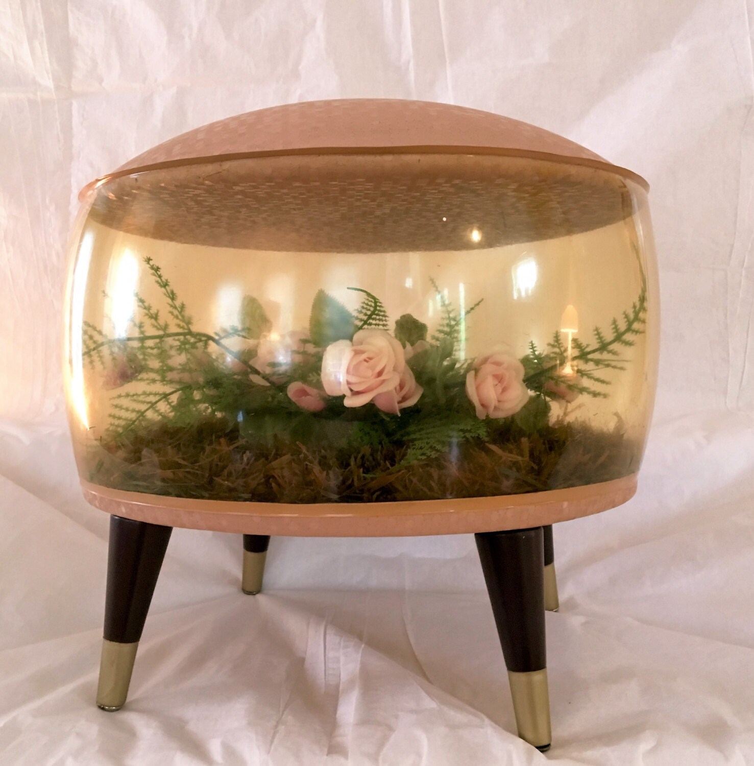 Terrarium Ottoman / Footstool Inflatable Vinyl Pink Faux