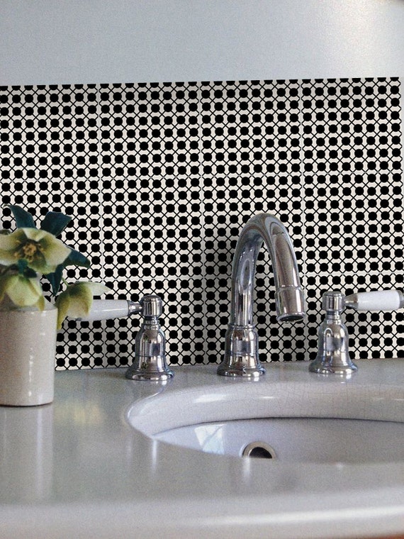 Tile Decals - Tiles for Kitchen/Bathroom Back splash - Floor decals - Mexican Dot to Dot Vinyl Tile Sticker Pack color Black