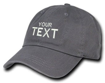 Grey Dad Hat Custom Embroidered Baseball Cap, Your Own Personalized Hat Custom Hat on a Curved Brim Baseball Cap, Choose Your Text