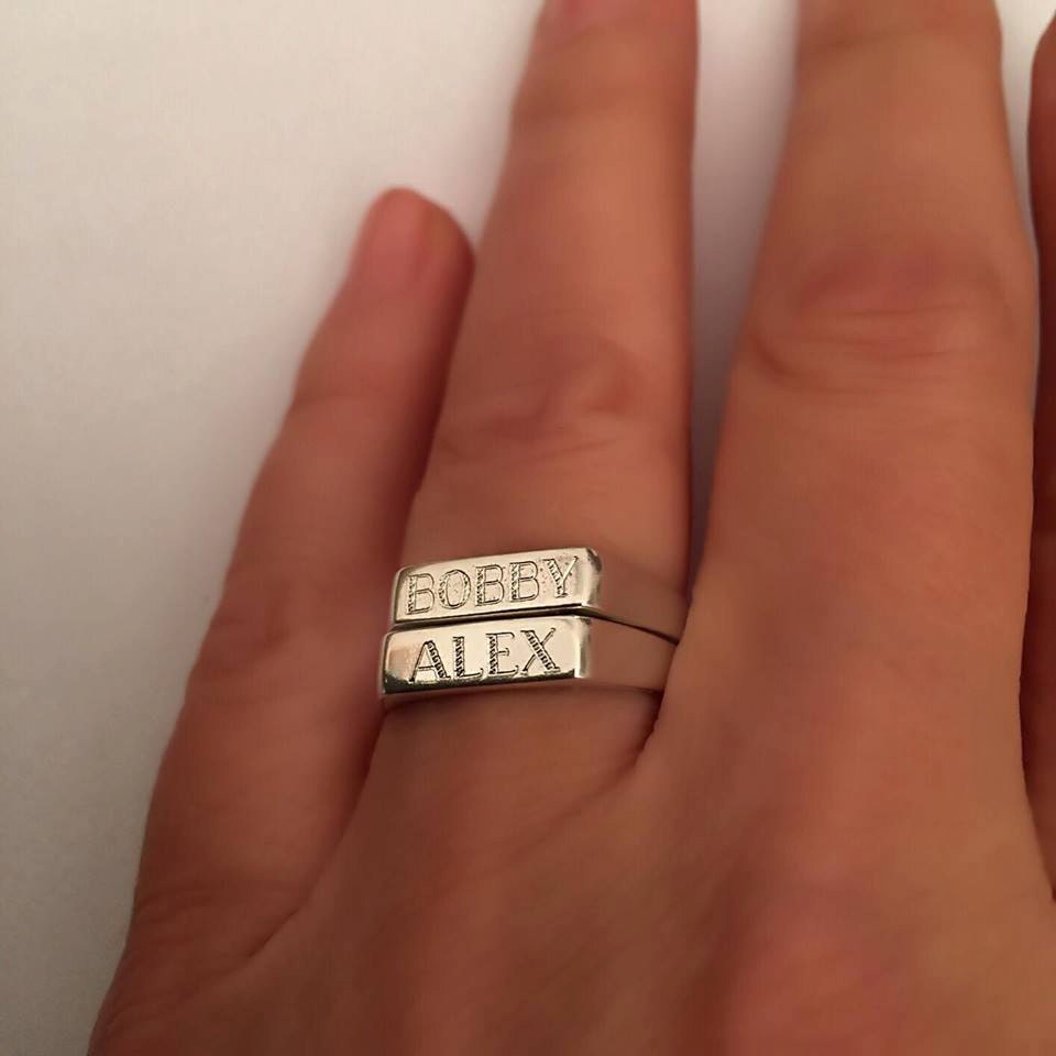 Stacking ring Personalized Engraved Ring men/women by Limajewelry