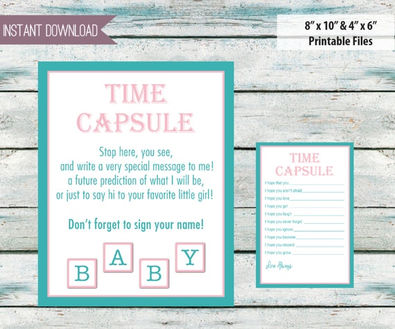 Baby Time Capsule baby shower game Dear Baby 3 files