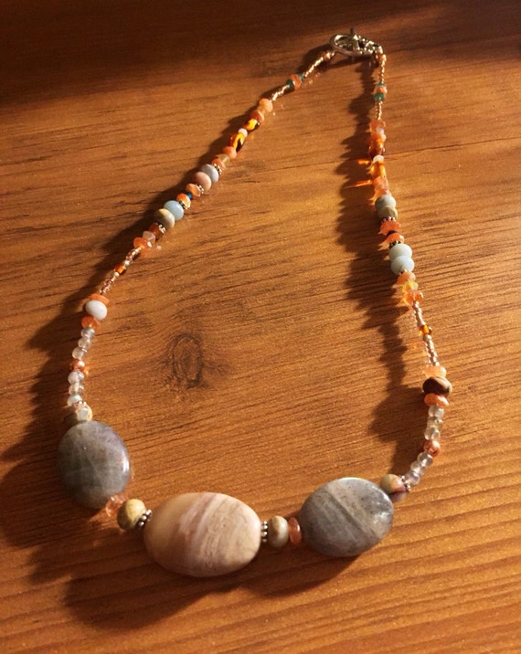 Natural Gemstone Opal Necklace by MTbeadedjewelry on Etsy