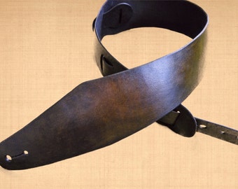 Custom Leather Guitar Strap Ergonomic design (Made In USA) "Boneless" (No Logo)