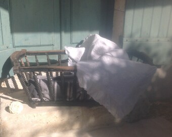 Beautiful antique French Napoleon III baby crib - cot - linen basket - retail display
