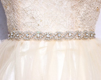 All around bridal belt Wedding sashes and belts Wedding dress belt Thin bridesmaid belt beaded bridal belt thin Rhinestone bridal sash