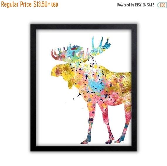 Woodland Wall Art Moose Art Moose Watercolor by TheWildlands