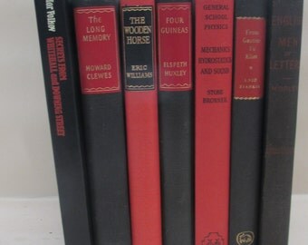 Set of Vintage Black and Red Decorative Books - Instant Library - Old Book Collection
