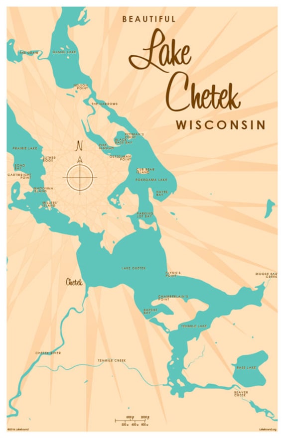 Lake Chetek WI Map Print