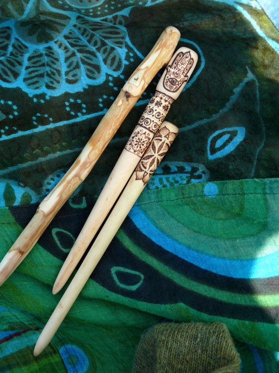 Stick together wooden hair sticks made by hand with love