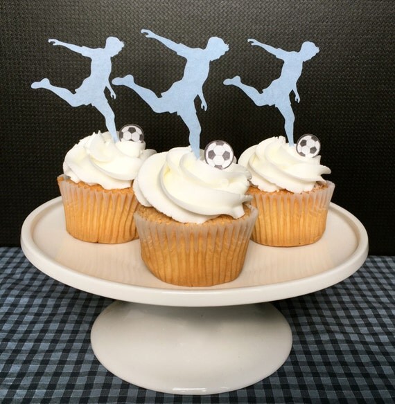 Soccer Party Thin Edible Paper Cupcake Toppers Soccer