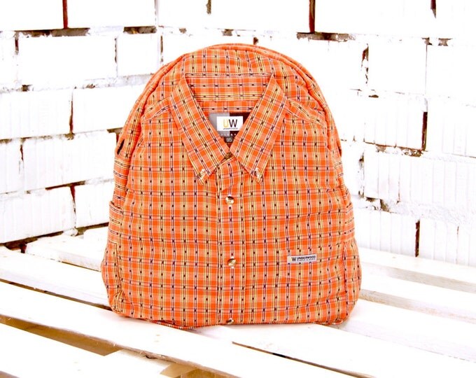 Orange backpack, fabric backpack, backpack with bow, cute backpack, city backpack, travel backpack, rucksack, hand backpack, unique backpack