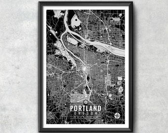 Portland Oregon Map with Coordinates, Portland Wall Art, Portland Map, Map Art, Map Print, Portland Print, Portland Art, Portland Gift, Map