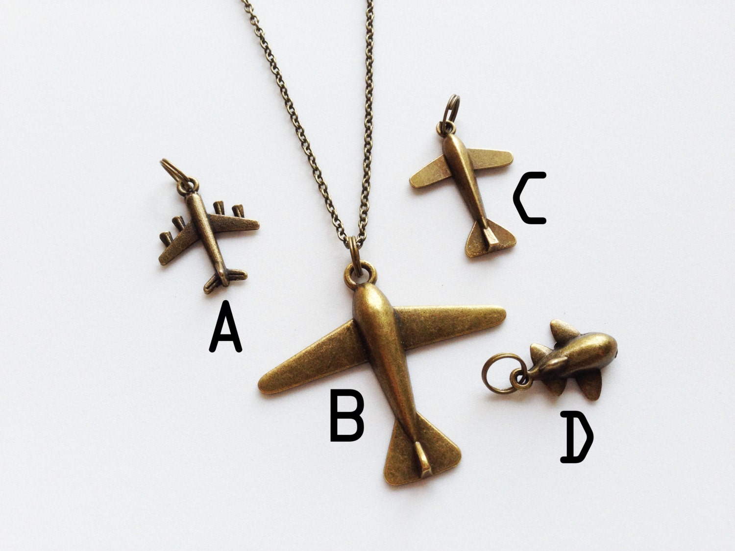 AIRPLANE Necklace Plane Pendant Charm Chain by ZHUaccessories