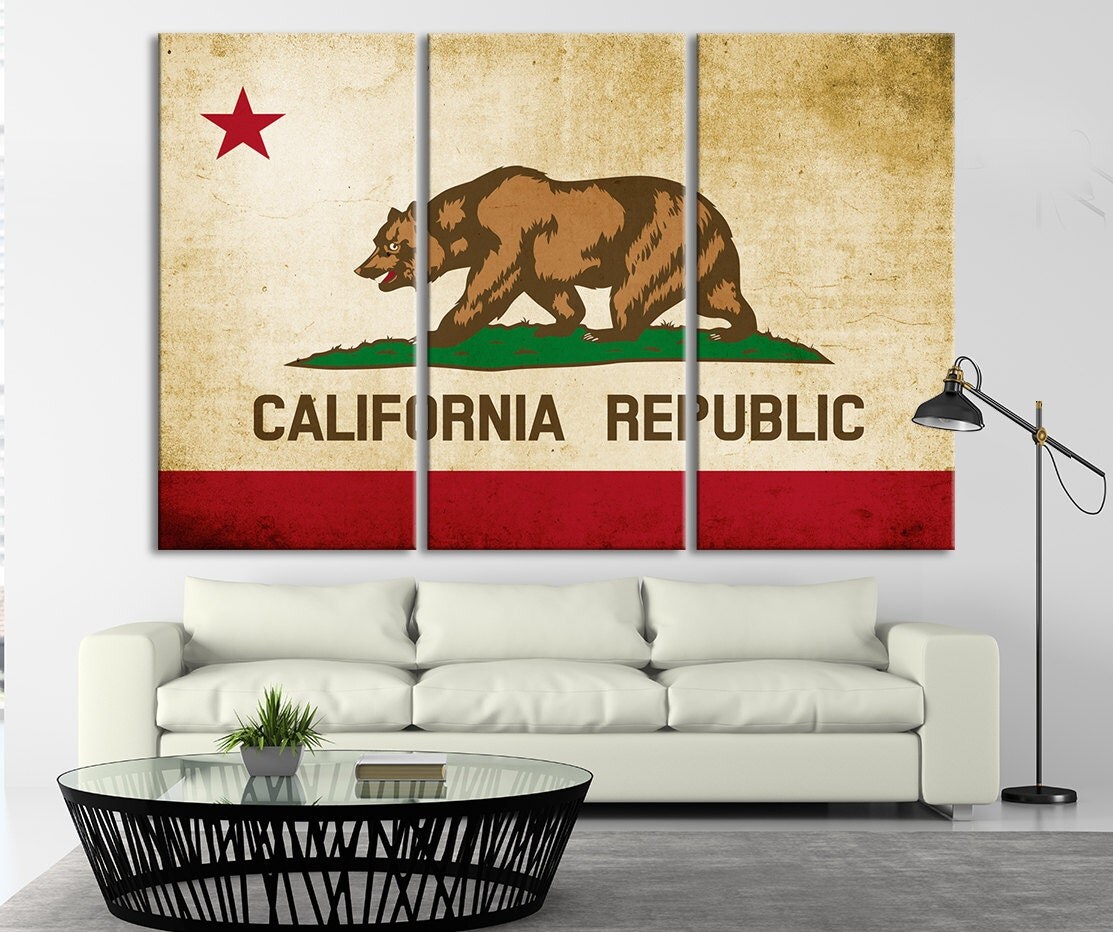 California Flag Wall Art Canvas Print USA by ExtraLargeWallArt
