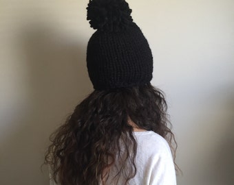 Black Chunky Knit Hat | Beanie