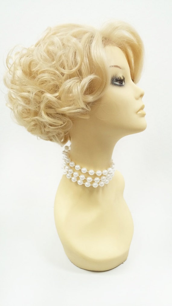 Lace Front Short Blonde Retro Curly Wig Doris Day Style Wig