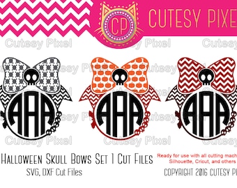 3 Halloween bows, skull bows svg,haloween svg, Designs Svg cutting file, Cricut Design Space, Silhouette Studio,Digital Cut Files