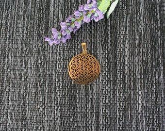 Burning Man Flower of Life Pendant, Flower of Life Necklace, Gold Necklace, Sacred Geometry Necklace, Gold Flower Of Life Pendant