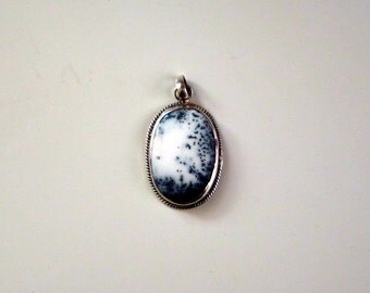 Dendritic Agate & Sterling Silver Pendant - #124