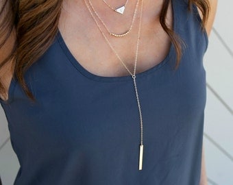 Skinny Bar Lariat Necklace, Lariat Bar Necklace, Gold Bar Lariat, Lariat Necklace,Personalized Bar, Gift for Her/Wife, LEILAJewelryshop,N265