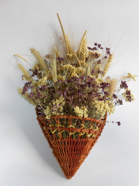 Hanging Dried Flower Basket Dried Flower by foryourrusticwedding