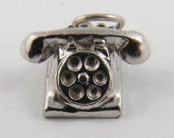 Old Rotary Phone Sterling Silver Charm or Pendant.