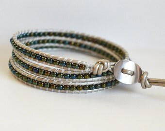 Leather Wrap Bracelet, Beaded Wrap Bracelet, Bracelet Wraps, Wrap Bracelets, Beaded Leather Wrap, Handmade Bracelet