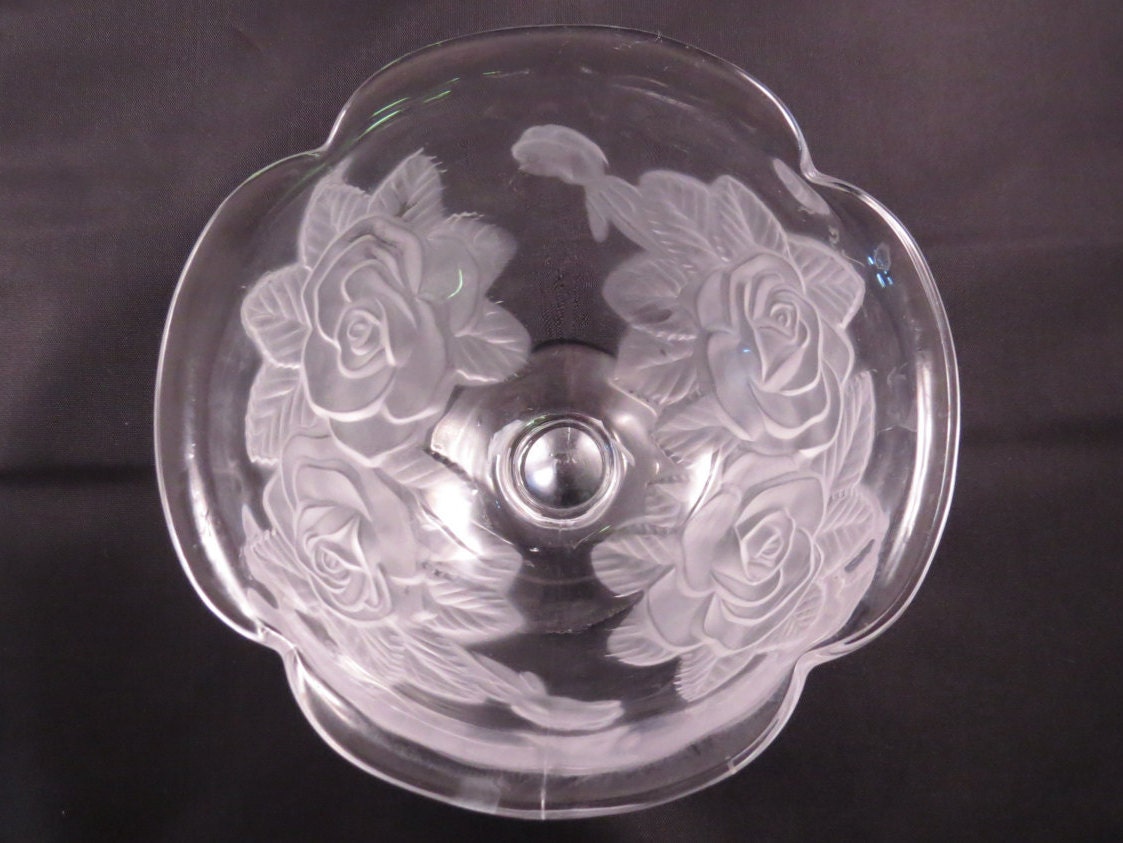 Set of 4 Mikasa Home Beautiful Rose Pearls Crystal Footed Icecream