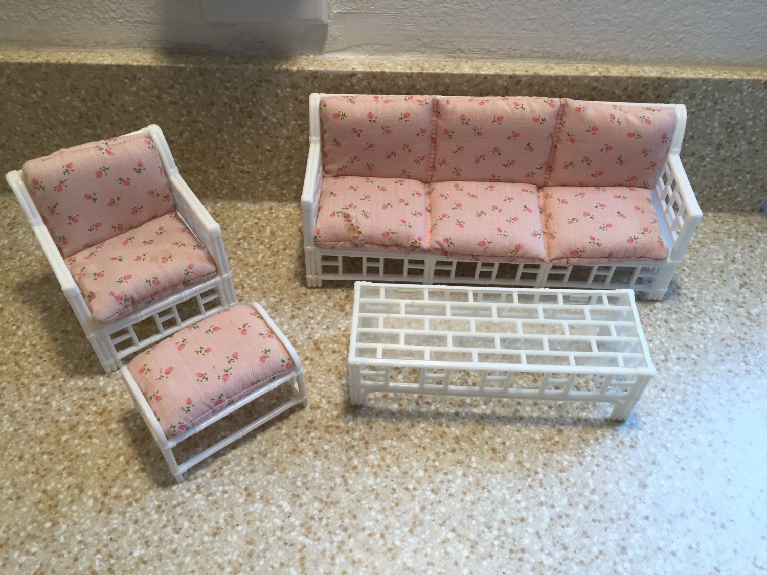 Barbie Patio Set Beautiful Plastic Garden Swing Playset Backyard 1980s Vintage Barbie Patio Furniture Rattan Set