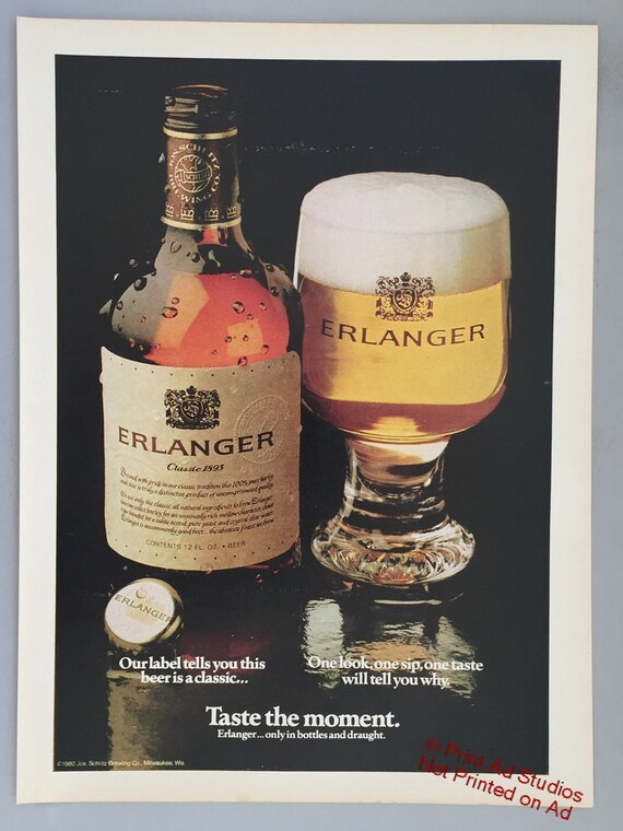 1980 Lot of 2 Erlanger Beer Print Ads Schlitz Brewing Co.