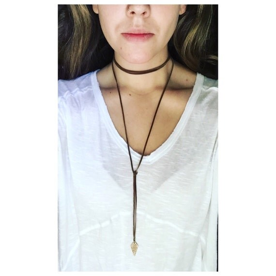 Double Wrap Choker / bolo tie / Leather by ShopIndividJewels