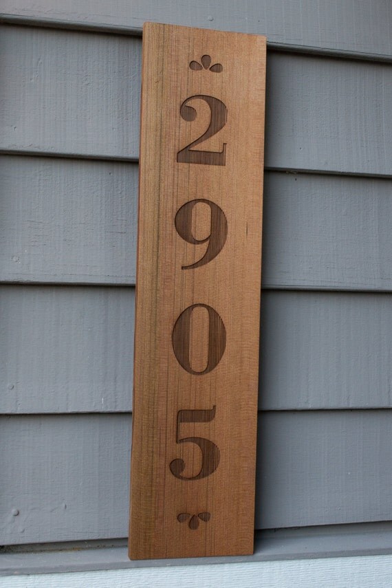 Custom Wood House Sign / Cedar Sign / Vertical Laser Engraved