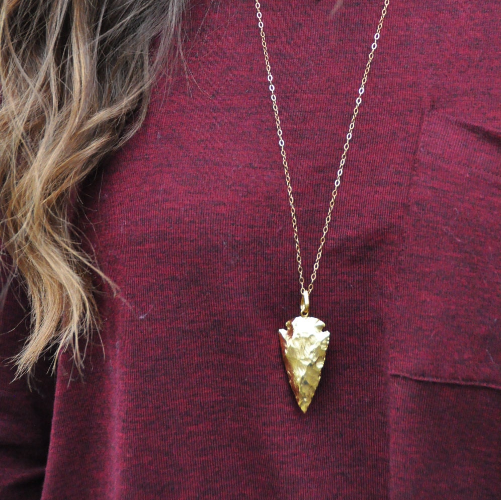 Gold arrowhead necklace arrowhead necklace 14 by justlizzyjewelry