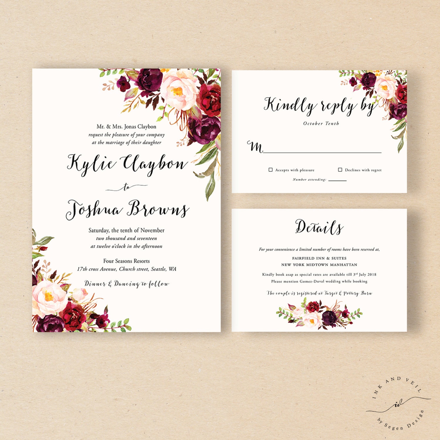 Bohemian Wedding Invitations Etsy 3